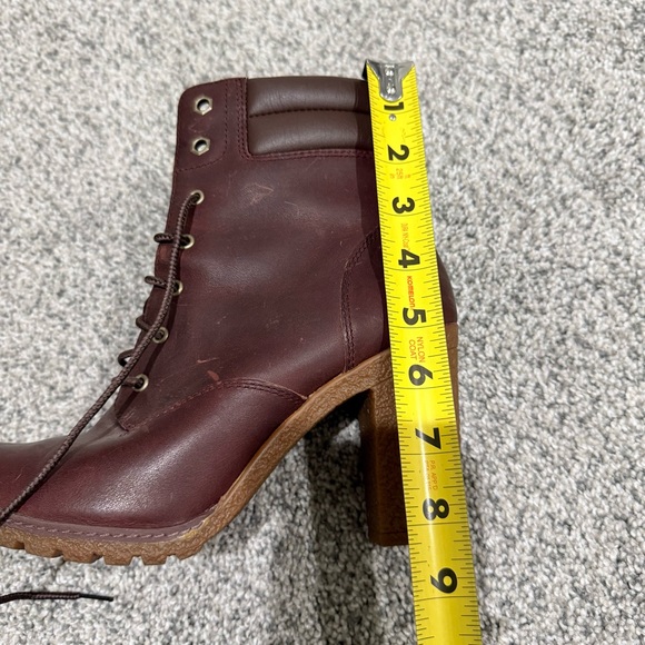Timberland Tillston Full Grain Burgundy Block Heel Ankle Combat Boots US 7.5 - Picture 10 of 11